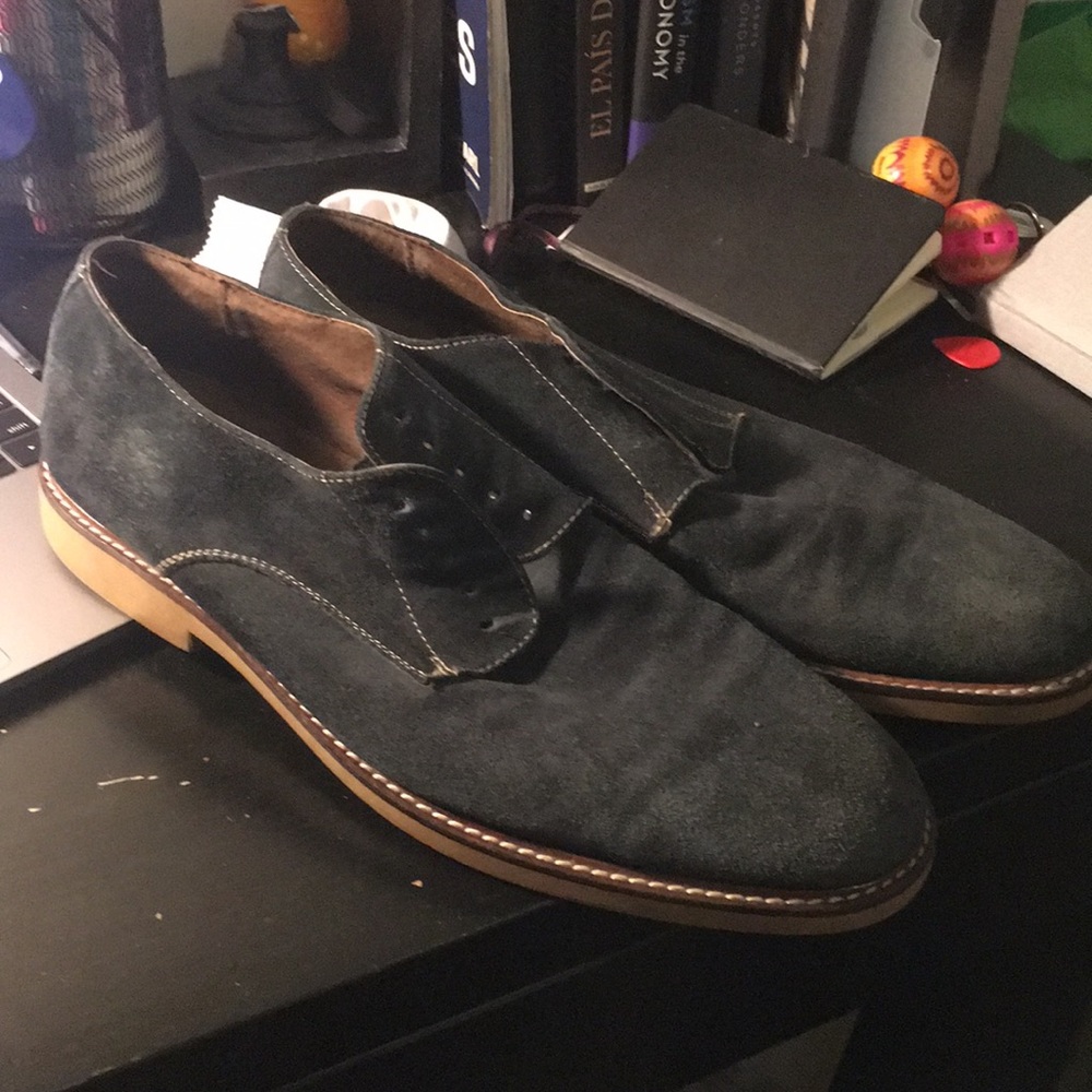 Aston Grey Blue Suede Oxfords